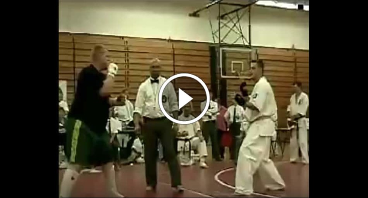 Kyokushin karate vs. enormous street fighter - ends in 30 seconds - MMA