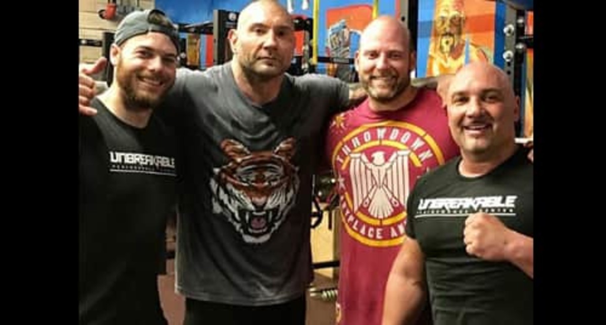 Marvel film star Dave Bautista working the pads - MMA Underground