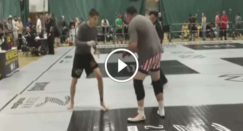 155 pound teen takes on 340 pound man in Jiu-Jitsu match