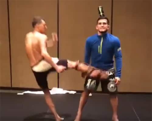 Anthony Pettis tornado kicks Sergio Pettis in the balls