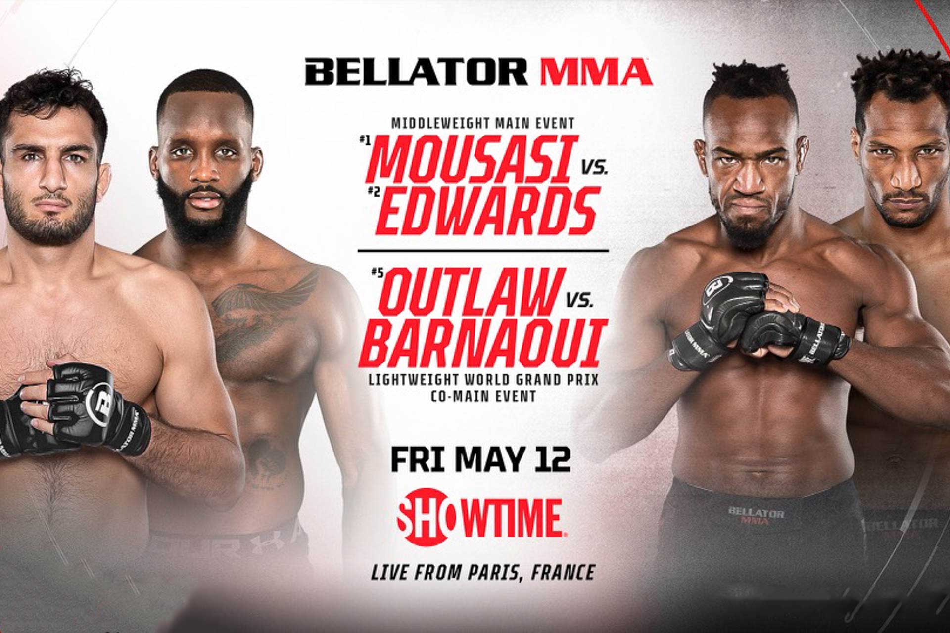 Two blockbuster fights added to Bellator MMA’s return to France for ‘Bellator Paris: Mousasi vs. Edwards’ on Friday, May 12
