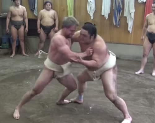Bodybuilder and competitive eater Furious Pete tries Sumo in Japan