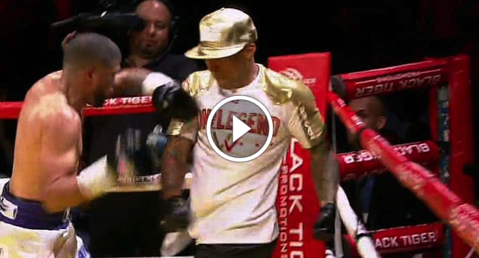 Boxer knocks out opponent then fights coach