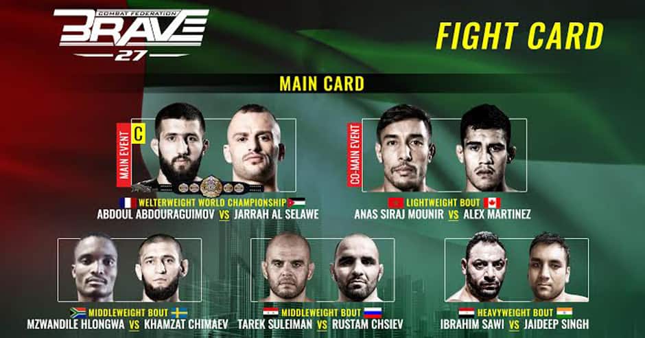 BRAVE CF announces full fight card for Abu Dhabi return on 10-4