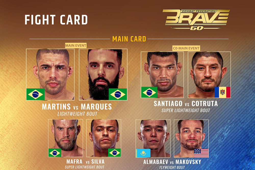 BRAVE CF 60 lineup set for July 30 in Brazil