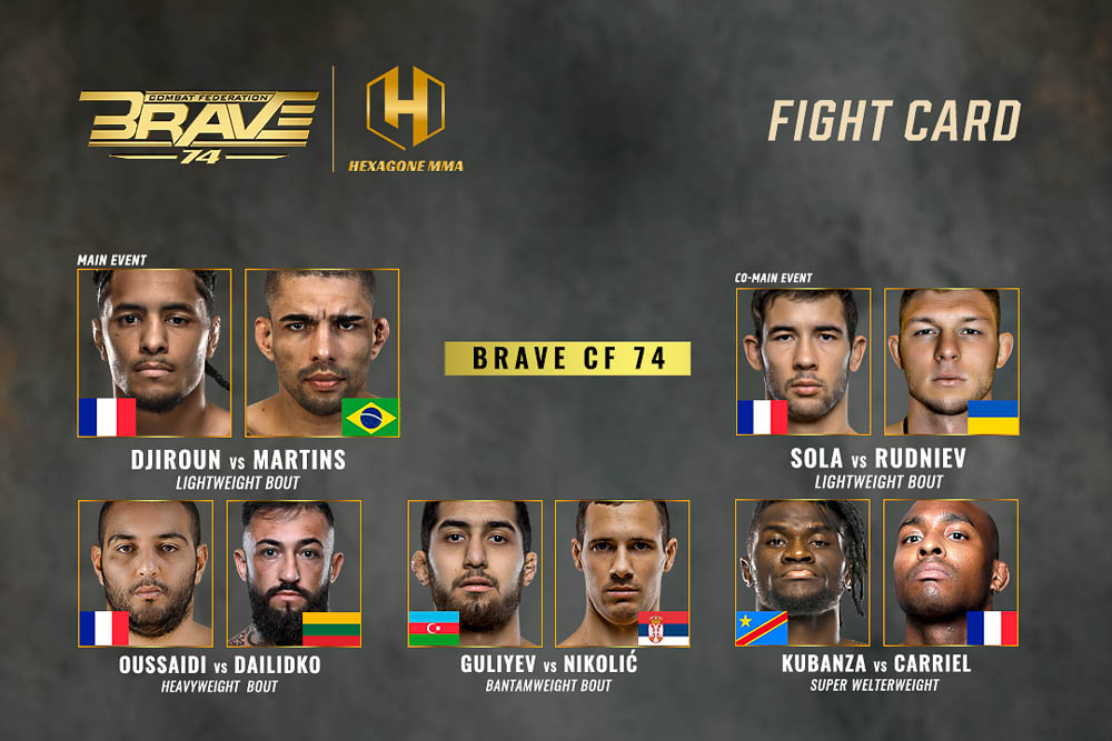 BRAVE CF 74 full fight card unveiled ahead of historic French show
