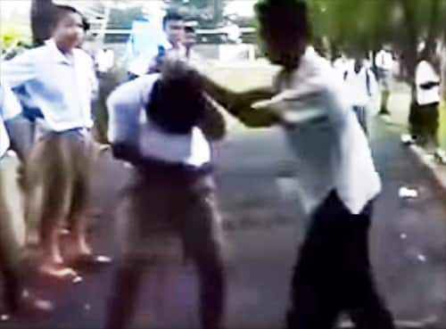 Bullied school kid takes a beating and then erupts