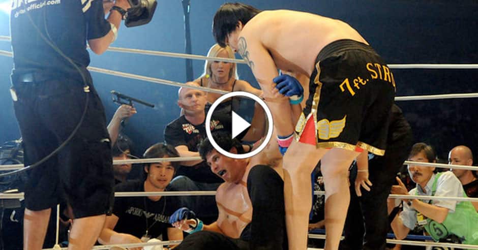 Baseball legend fights giant kick boxer