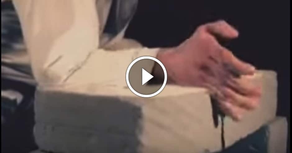 Judo chop in slow motion shows hand deformation