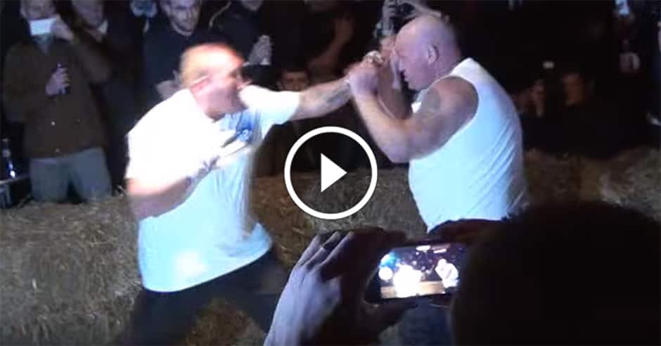 Crazy bare-knuckle fight ends with perfect combo