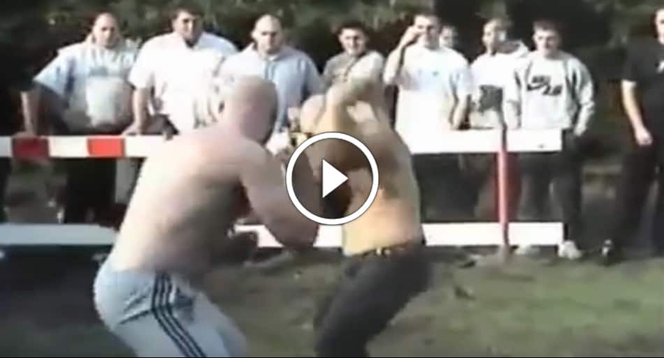 Crazy KO in bare-knuckle gypsy fight