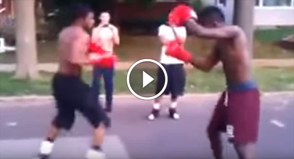 Neighborhood boxing match with crazy ending
