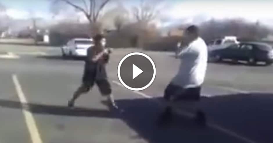 David and Goliath go head to head in parking lot