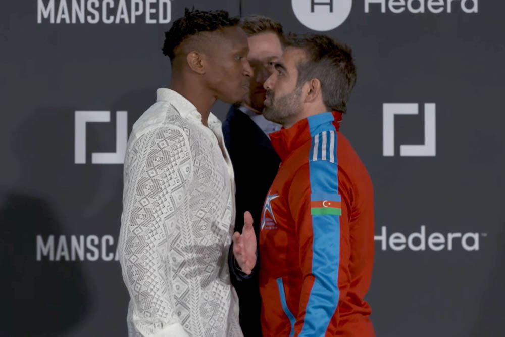 Video: Staredowns simmer at Karate Combat pre-fight press conference as world title rivals face off