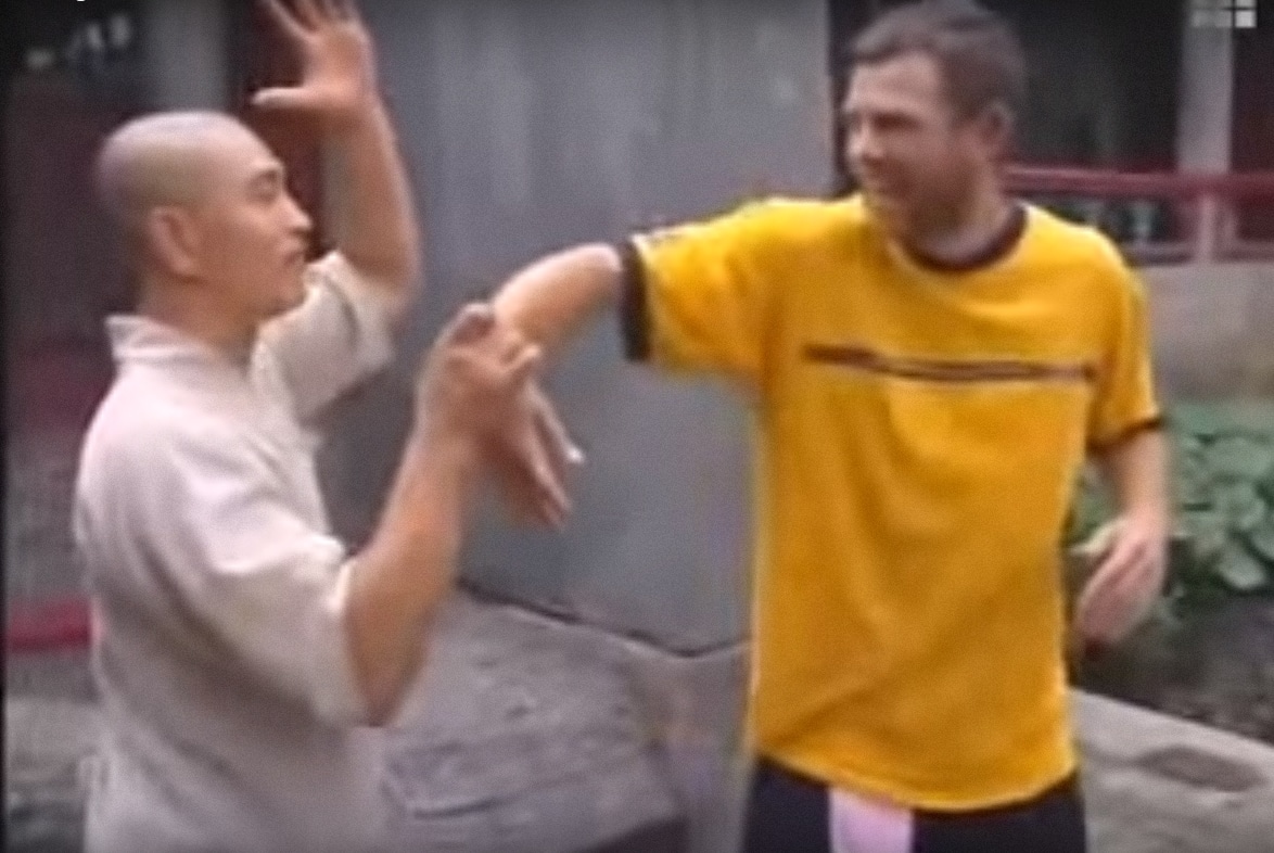 A Shaolin monk playing around with some deadly techniques