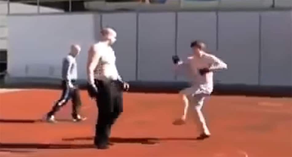 Does size really matter? Small Taekwondo fighter vs. 7 foot giant on a basketball court