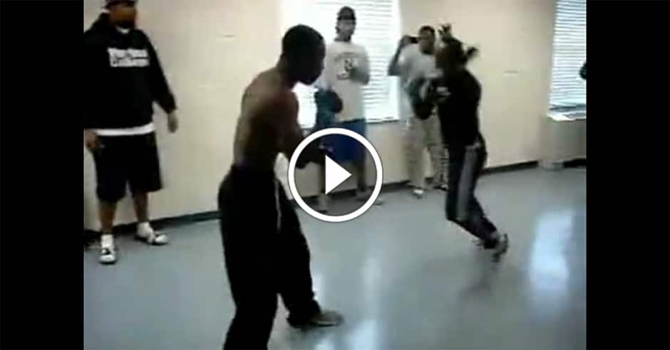 Dorm room boxing ends in devastating fashion