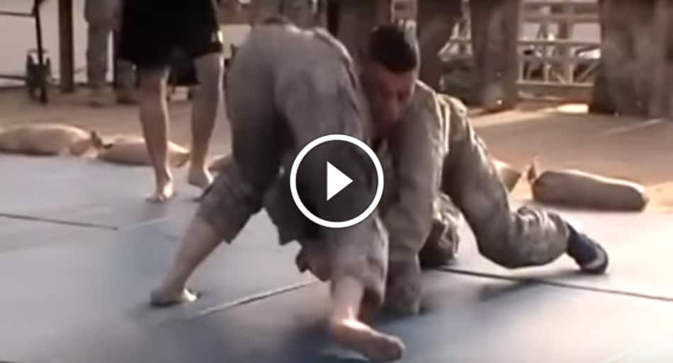 Female Army officer vs. private in Jiu-Jitsu match – someone takes a nap