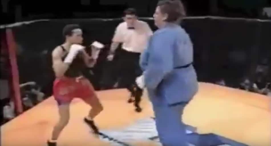 Female kickboxer vs. GIANT Judo black belt in MMA fight