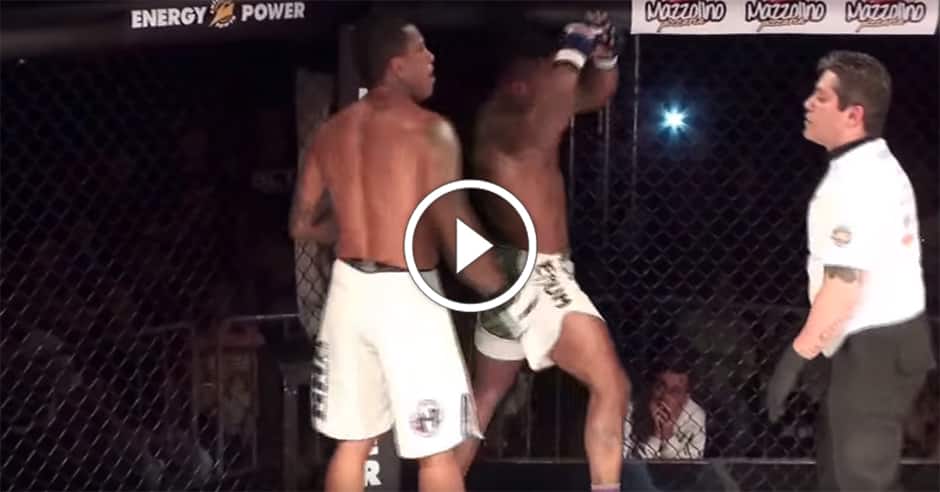 Fighter tries to call timeout and then runs out of cage
