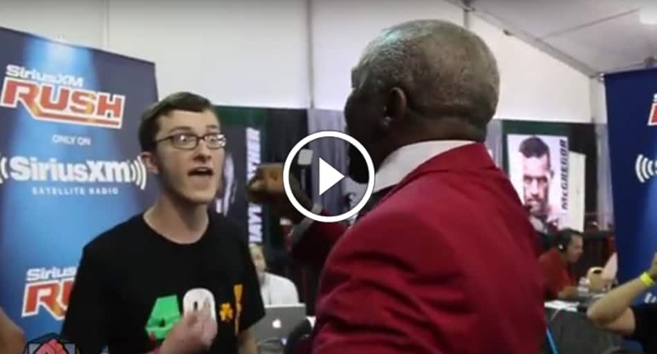 Tyron Woodley films Floyd Mayweather Sr threatening to KO McGregor fan