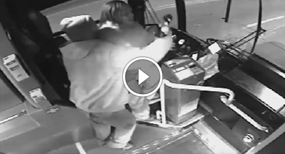 Footage shows bus driver attack thwarted by cane-wielding man