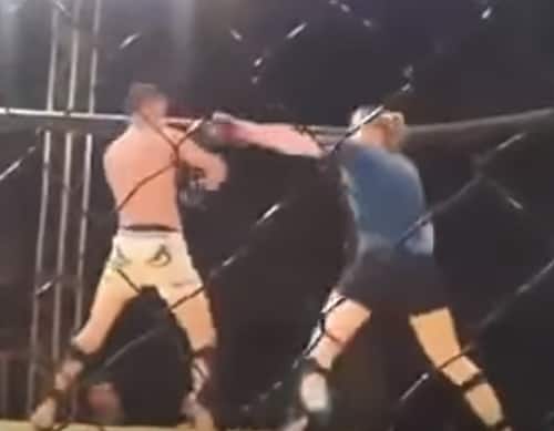 Girl gets the TKO against guy in MMA fight