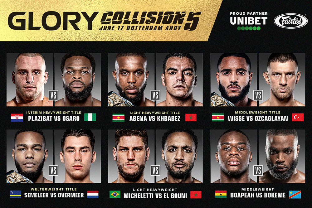 ‘GLORY: Collision 5’ full fight card set for June 17 in the Netherlands