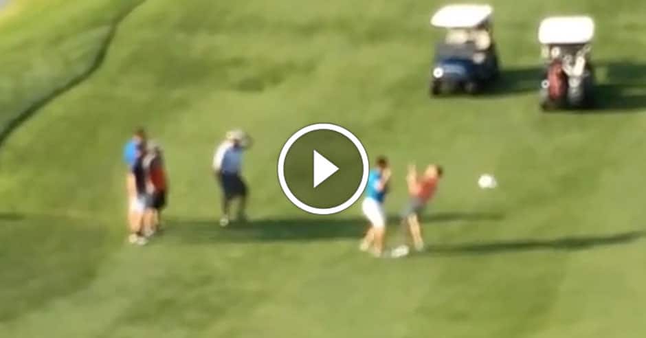Golfer throw down on the course
