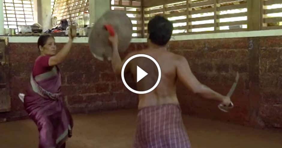 Sword fighting Granny has some serious skills