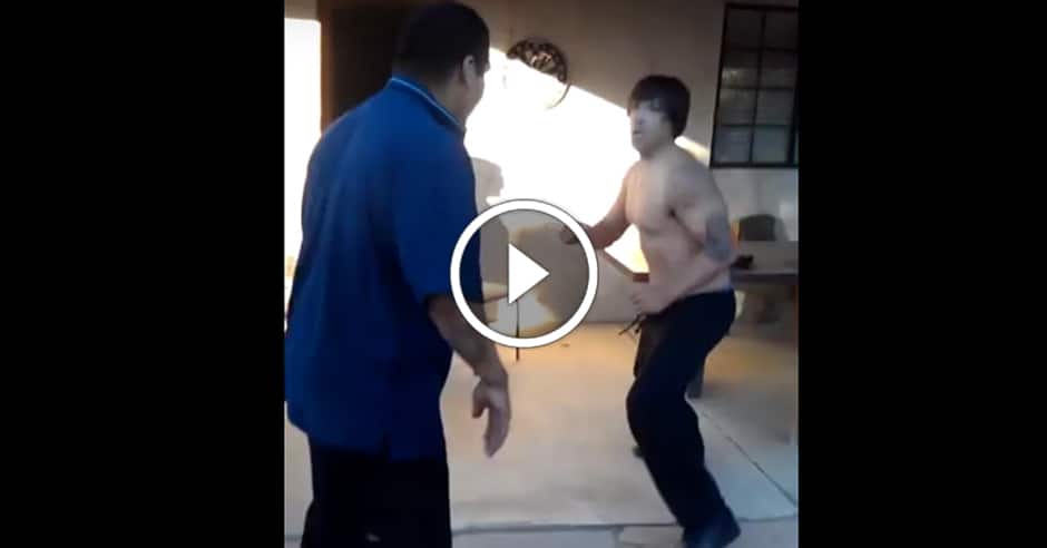 Guy bites off more than he can chew in backyard fight
