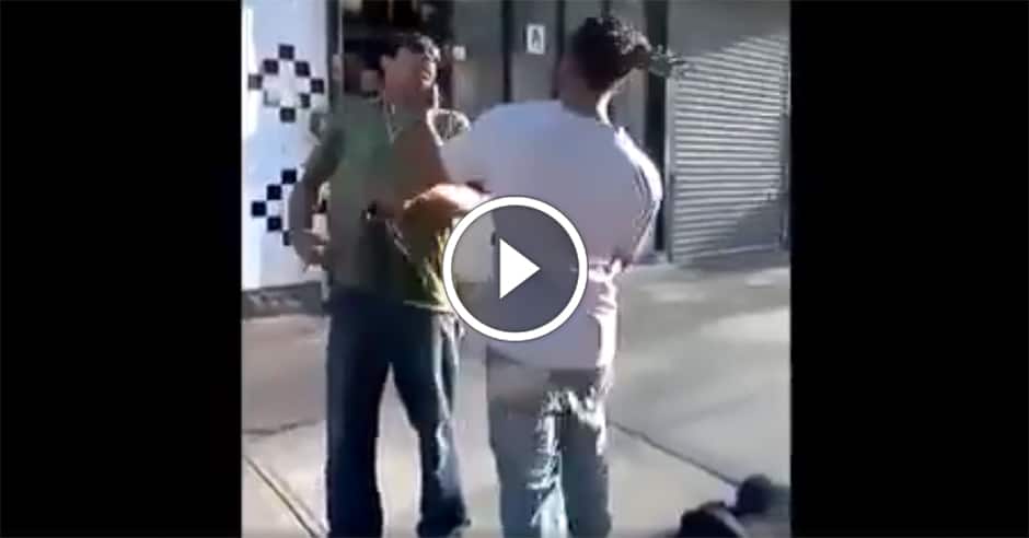 Guy gets blasted with sucker punch then unleashes furious can of whoop ass