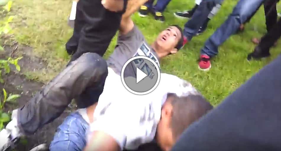Guy makes huge mistake rushing into street fight