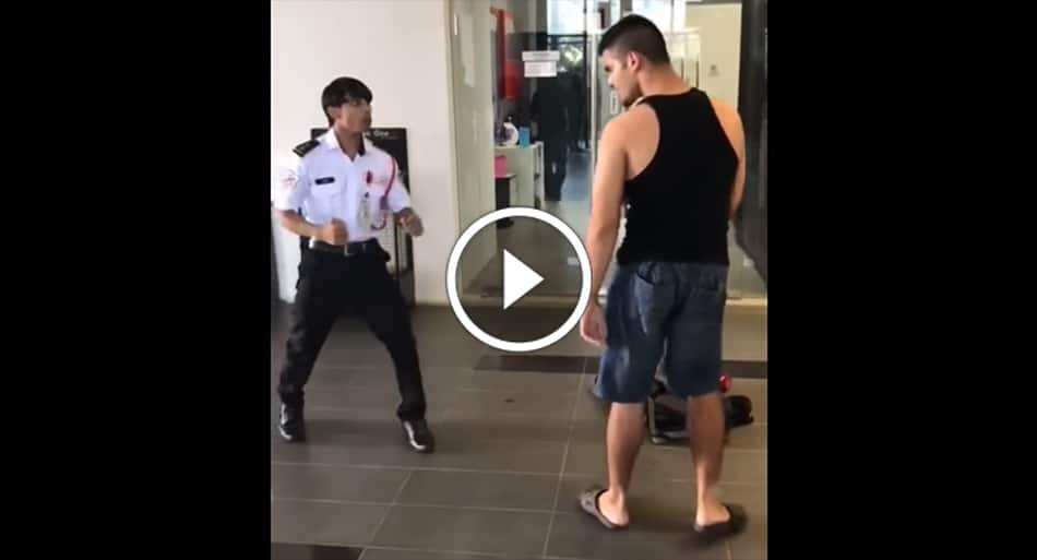 Guy with MMA training takes on group of security guards