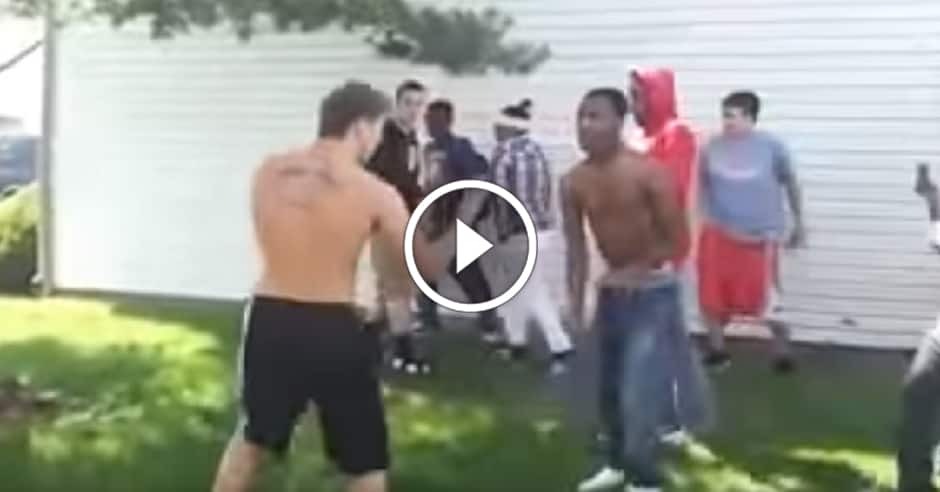 Brutal street fight with trained martial artist