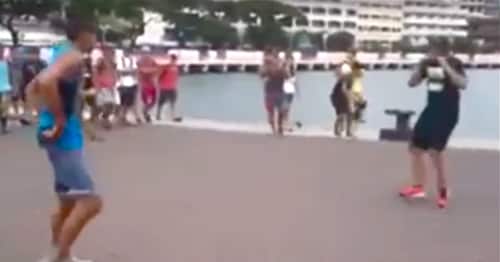 Showdown on the boardwalk ends with savage high-kick KO