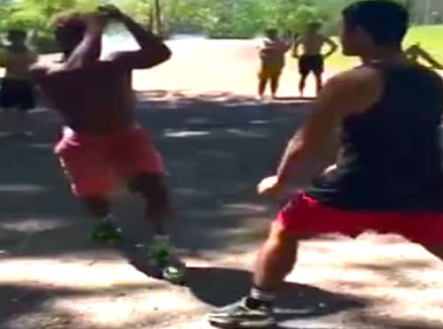 High-level martial arts technique ends street fight with quick KO