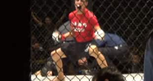 How long was fighter out before ref stopped it?