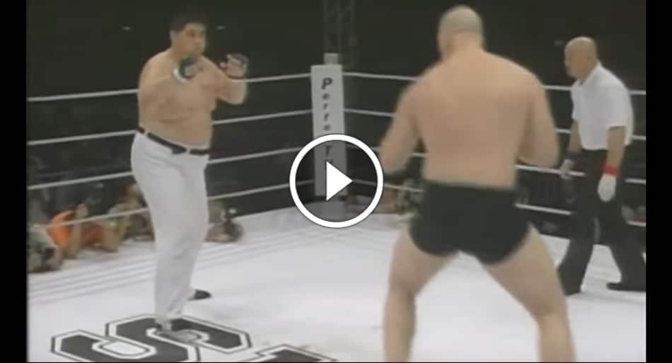 Huge WWE wrestler and movie star vs. 390 lb sumo champion
