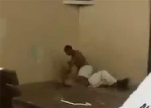 Inmate uses crazy WWE technique to end fight