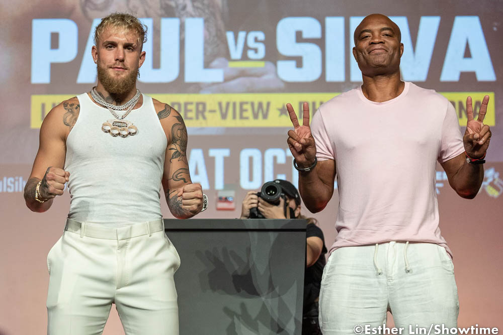 Jake Paul, Anderson Silva trade compliments, photos and respect at kickoff press conference