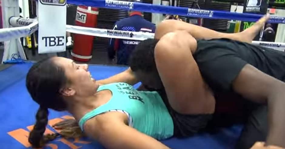 Raquel Pa’aluhi teaches Jeff Mayweather the triangle choke