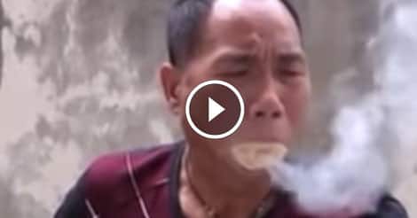 Kung Fu master sets sawdust ablaze in his mouth