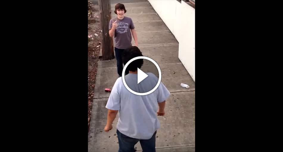 Large kid learns hard lesson in skate park fight