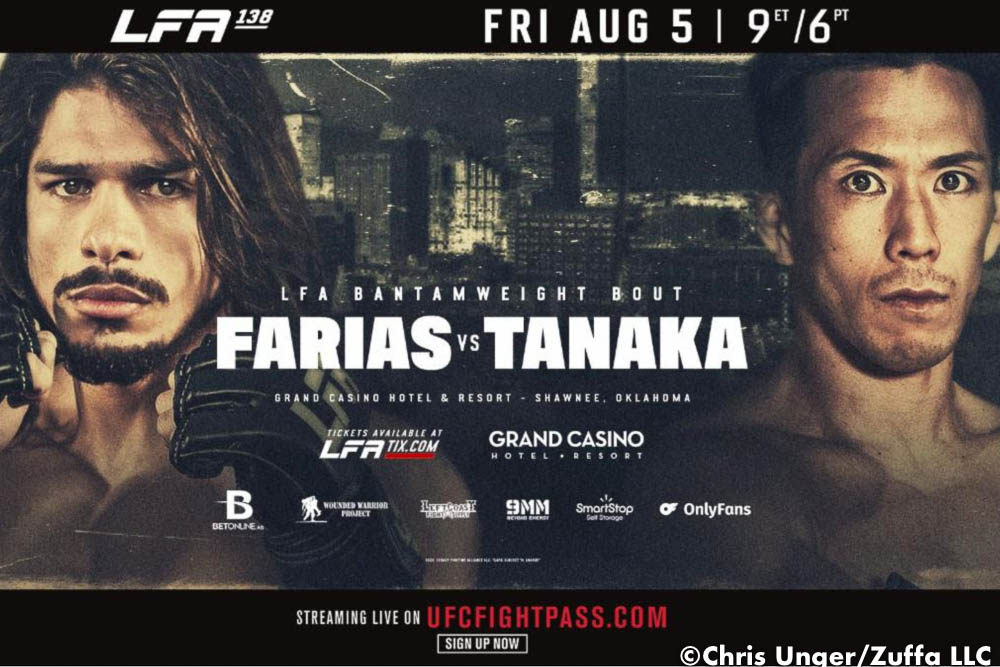 Brazilian jiu-jitsu world champ Ary Farias, UFC vet Michinori Tanaka headline LFA 138 on Aug. 5