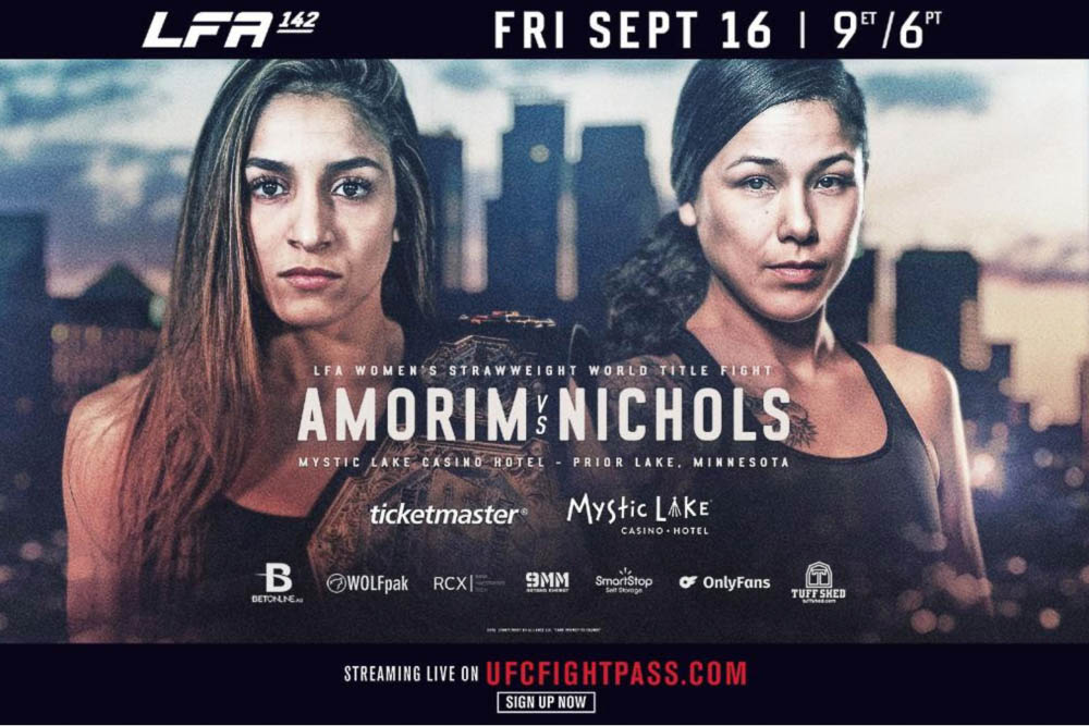 LFA 142 sees strawweight champ Jaqueline Amorim face GLORY vet Ashley Nichols