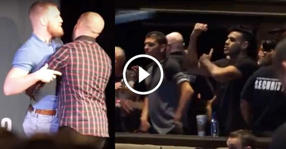 McGregor late for press, throws stuff at Diaz and camp