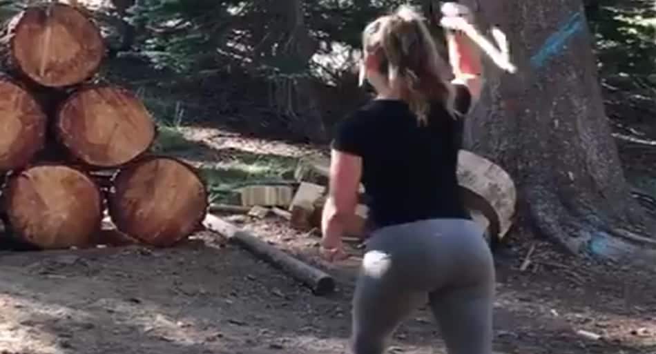 Miesha Tate seems to be a natural in the art of axe-throwing