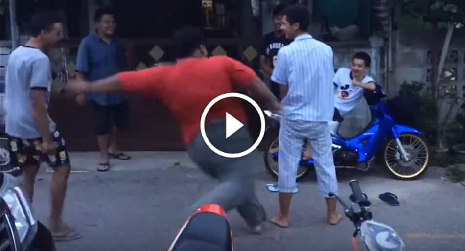 Never get into a leg-kicking competition with a guy this big