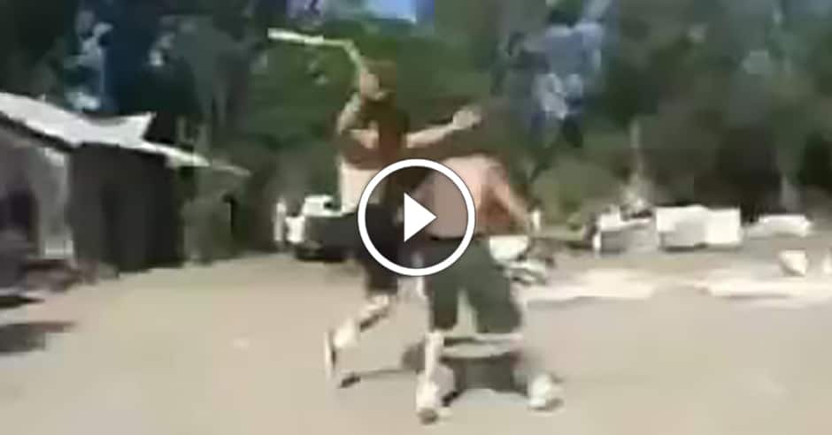 Brutal no-rules fight with nunchucks